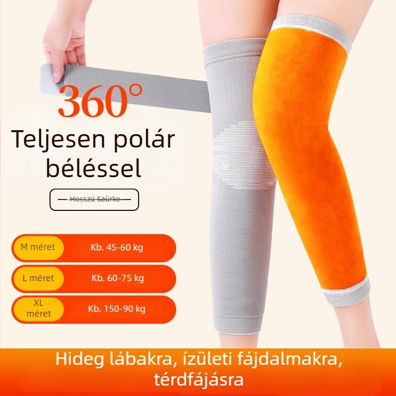 Hosszú melegítő térdmelegítők a melegítéshez és a hideg elleni védelemhez, időseknek, uniszex, vastag fleece bélés