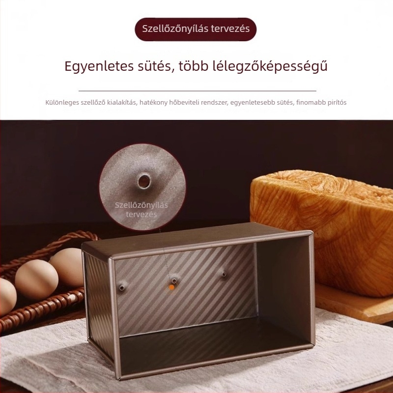 Négyszögletes tapadásmentes kenyérsütőforma fedővel