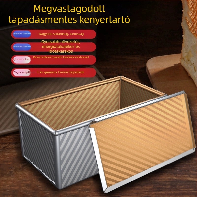 Négyszögletes tapadásmentes kenyérsütőforma fedővel