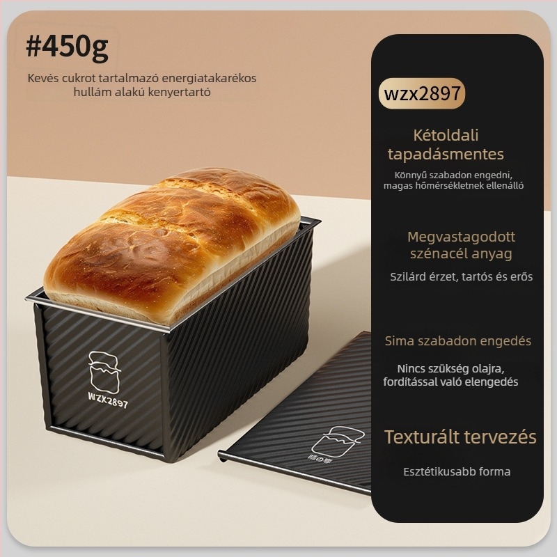 Négyszögletes tapadásmentes kenyérsütőforma fedővel