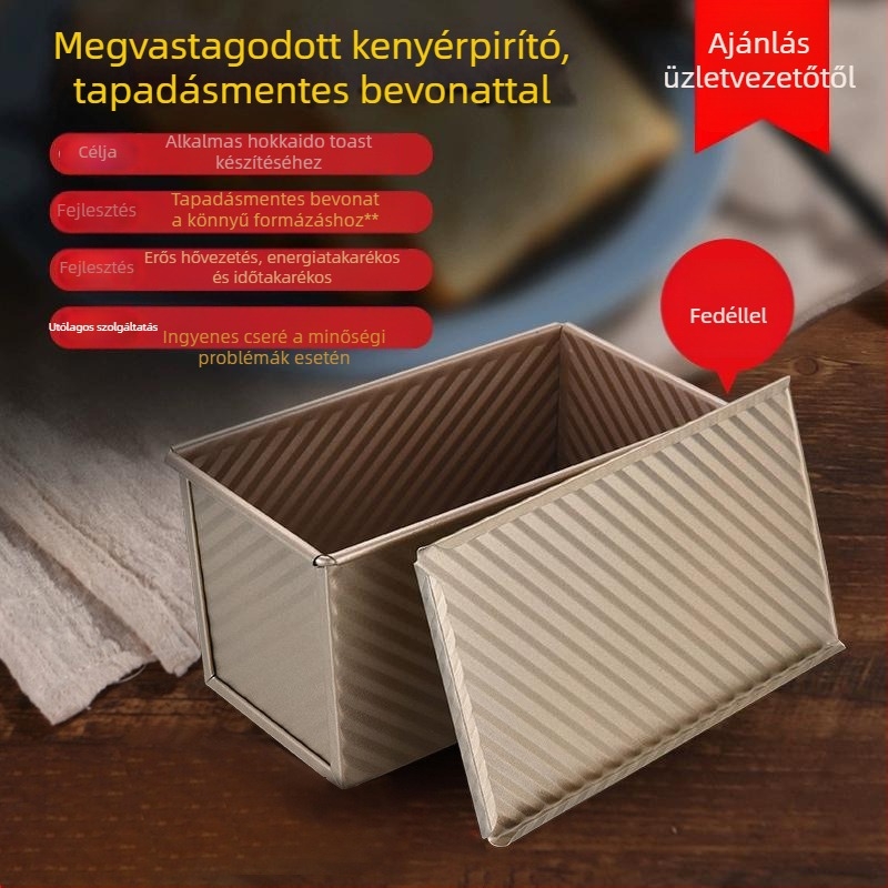 Négyszögletes tapadásmentes kenyérsütőforma fedővel