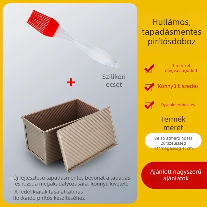 Négyszögletes tapadásmentes kenyérsütőforma fedővel