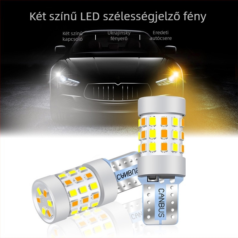 T10 LED pozíciós lámpa, kettős színű, 42SMD, 12V, 0.18A, repülőipari minőségű alumínium