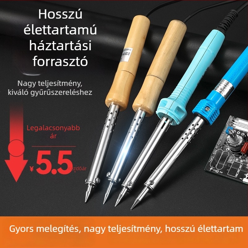 Fa markolatú elektromos forrasztóvas, külső fűtés, 60W, 220V, 480°C