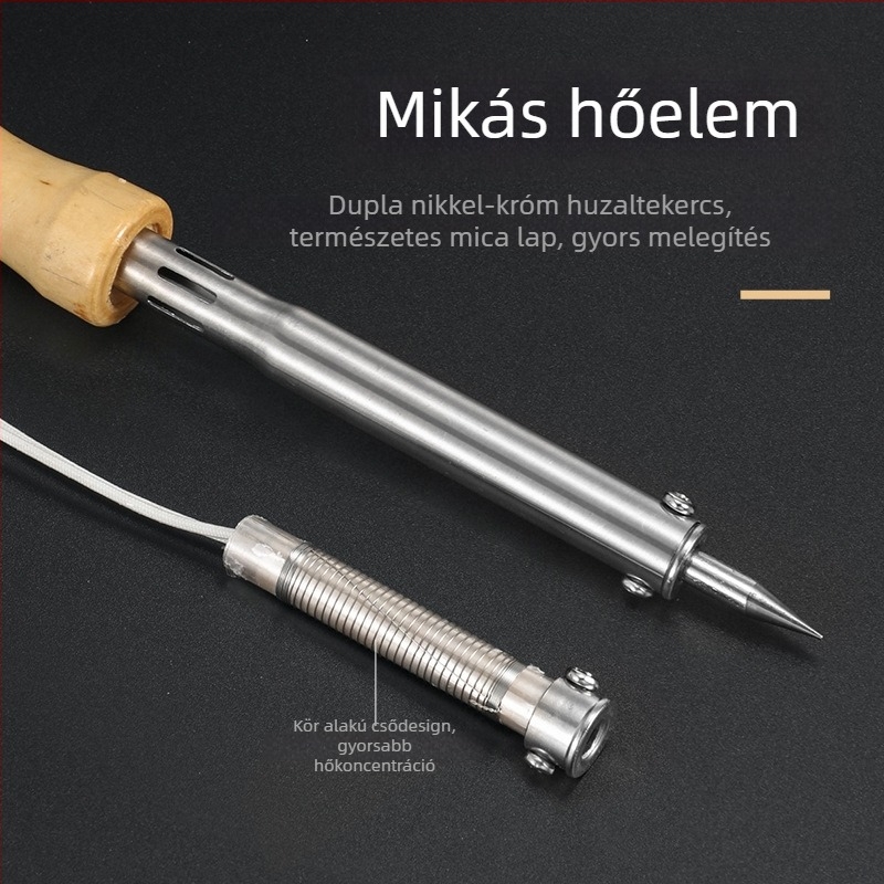 Fa markolatú elektromos forrasztóvas, külső fűtés, 60W, 220V, 480°C
