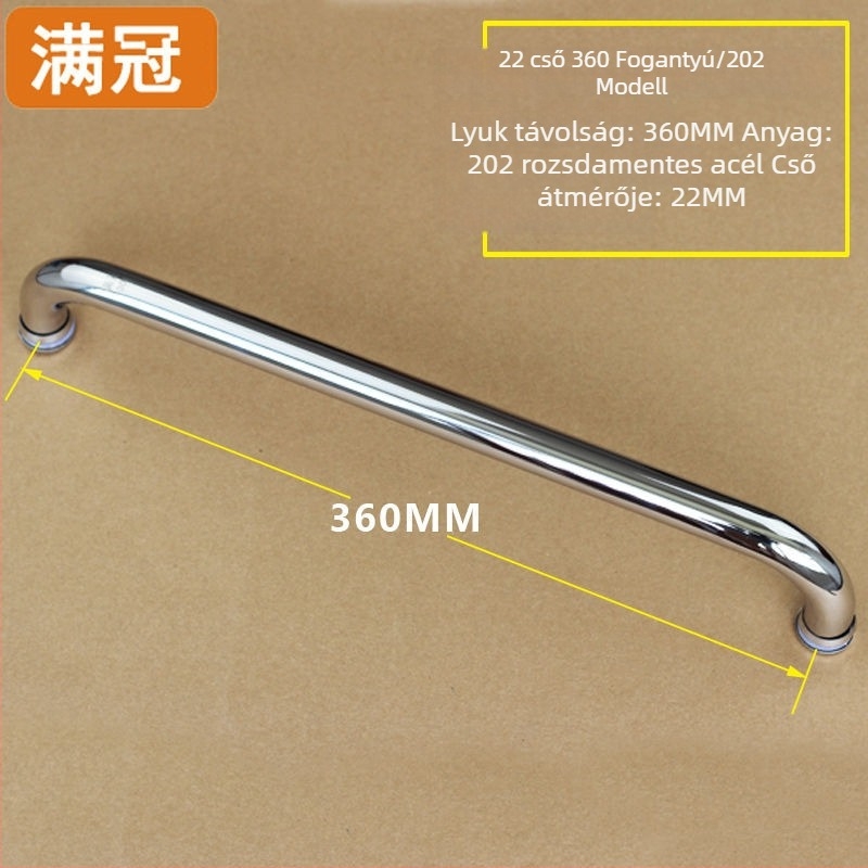 Zuhanyajtó fogantyú - rozsdamentes acélból, L- és hét alakú, üvegajtókhoz, 304-es osztály