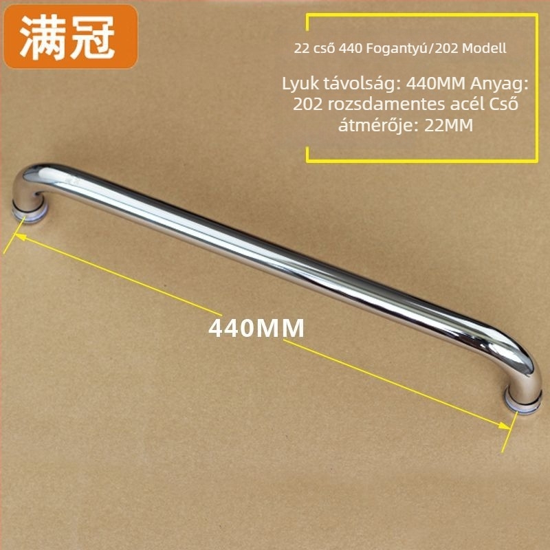 Zuhanyajtó fogantyú - rozsdamentes acélból, L- és hét alakú, üvegajtókhoz, 304-es osztály