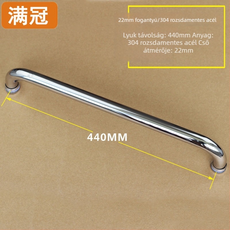 Zuhanyajtó fogantyú - rozsdamentes acélból, L- és hét alakú, üvegajtókhoz, 304-es osztály