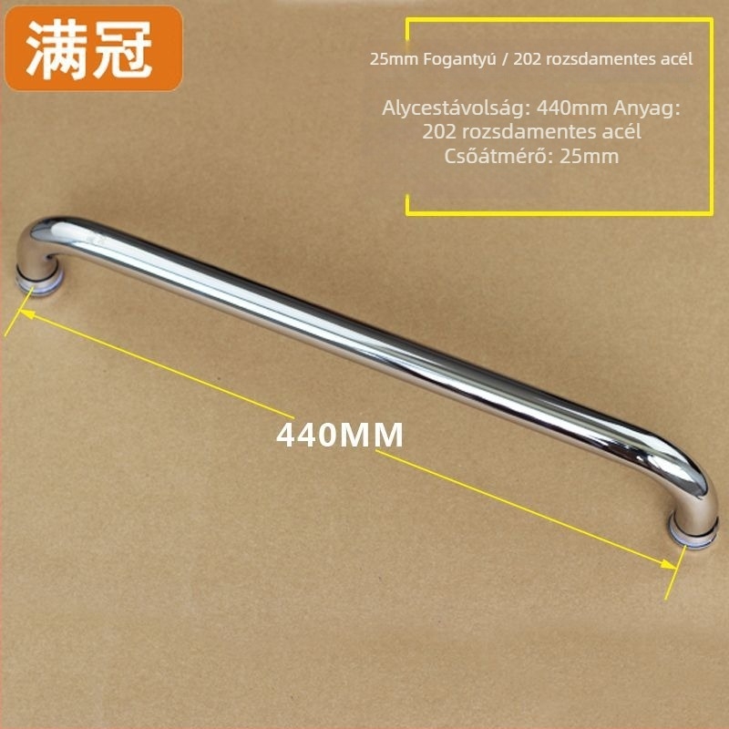 Zuhanyajtó fogantyú - rozsdamentes acélból, L- és hét alakú, üvegajtókhoz, 304-es osztály