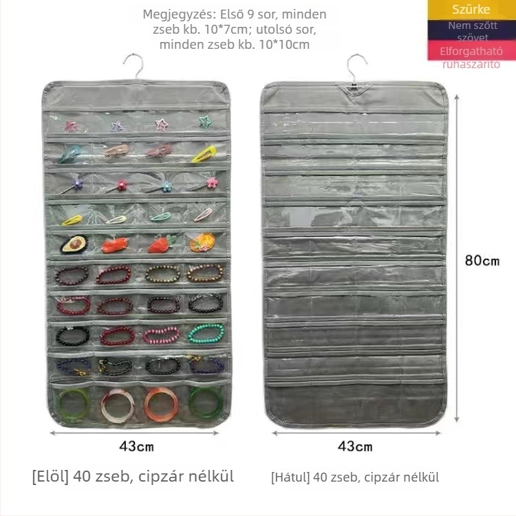 Ékszer tároló táska oxidáció elleni védelemmel, átlátszó panel, szerelés szükséges