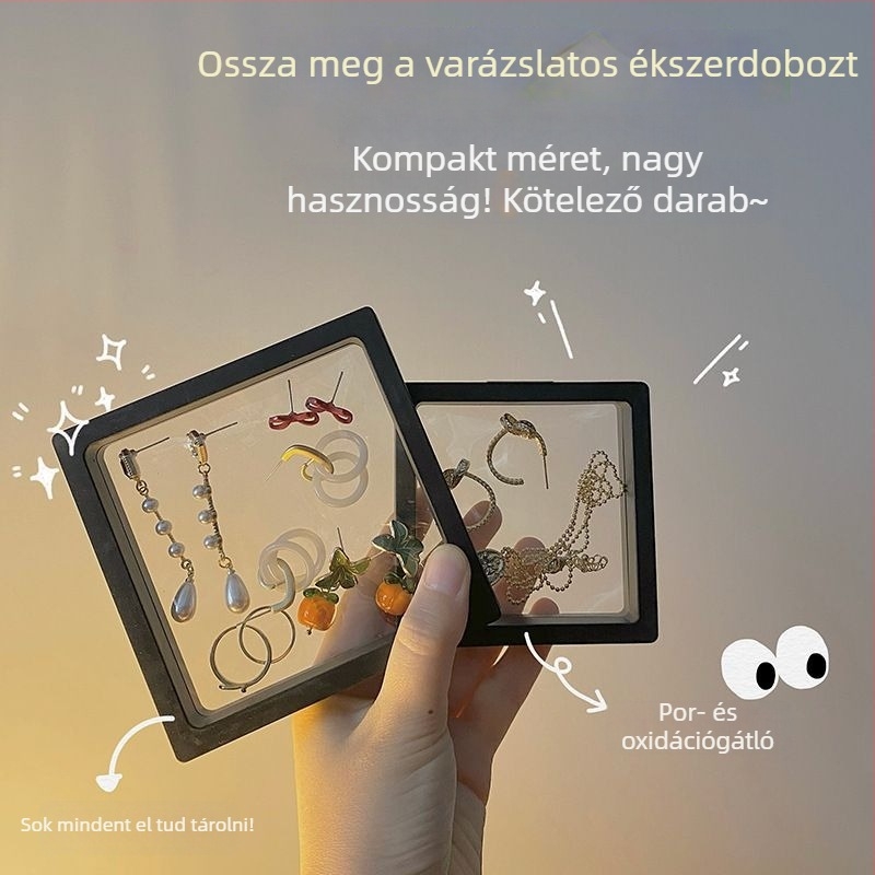 Porvédett ékszer tároló és kiállító doboz PE-filmmel és függő kialakítással – zárt csomagolás ékszerekhez