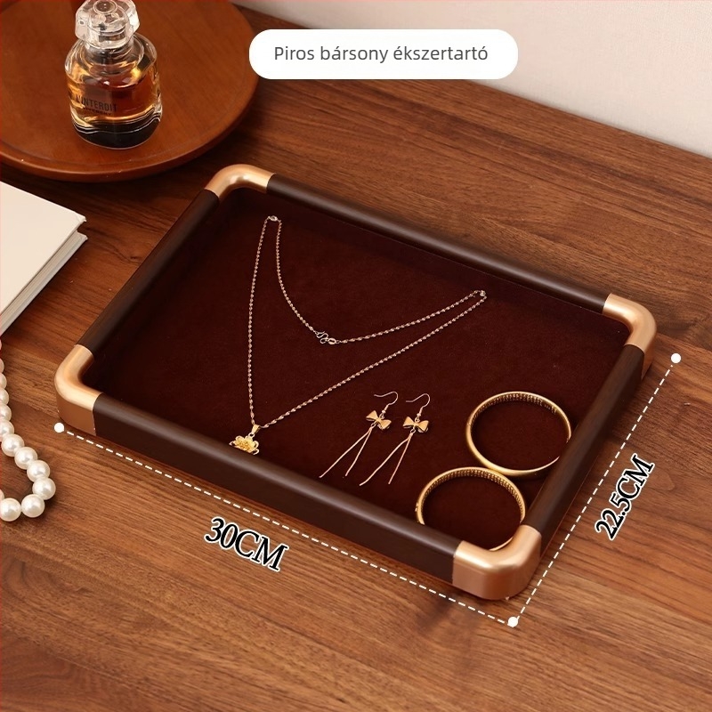 Fából készült ékszerkialakító tálca kilencmezős rácsban, 12 rekesz, tömörfa burkolattal, illesztett kivitelezés, elegáns megjelenés