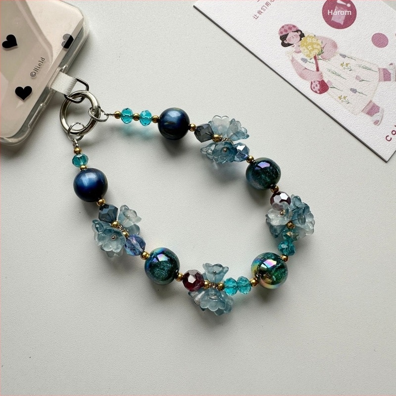 Virágos mobiltelefon medál - kézzel készített, kevert anyagok, Ya Jewelry