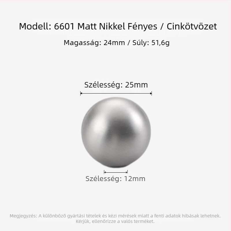 Szekrényajtó fogantyú, kör-ovális formájú, egy lyukas, Nordic stílus, cinköntvény, matt nikkel felület, öntvény