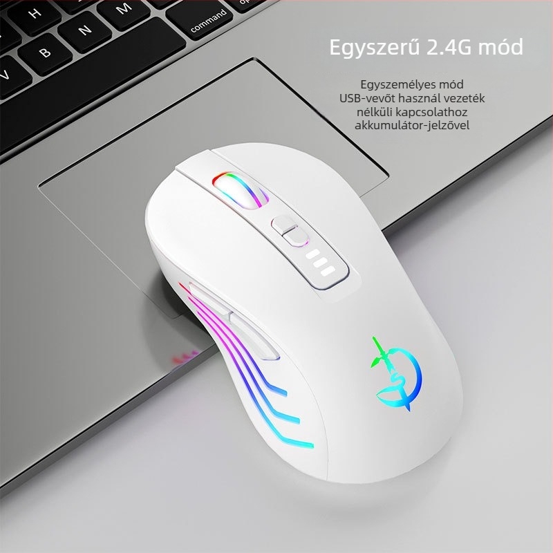 M900 vezeték nélküli egér, 7 gomb, 2400 DPI optikai, Bluetooth 5.0 duál üzemmód, újratölthető