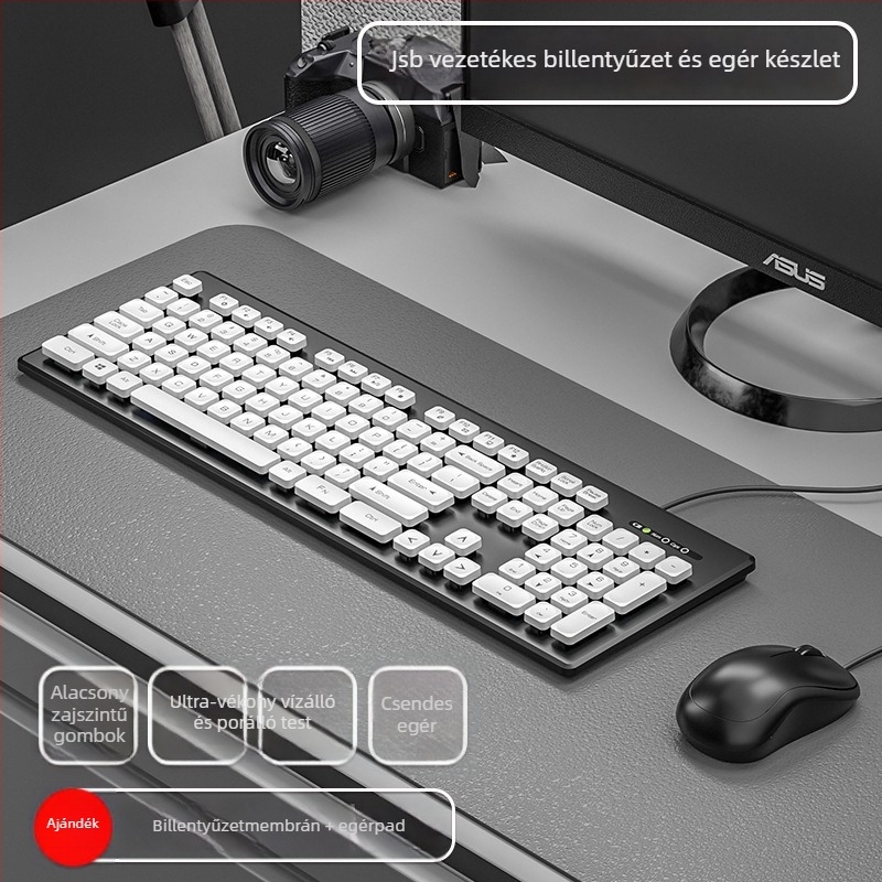 Numerikus billentyűzettel és egér készlet - USB-kapcsolat - ABS műanyag - csuklótámasz nélkül