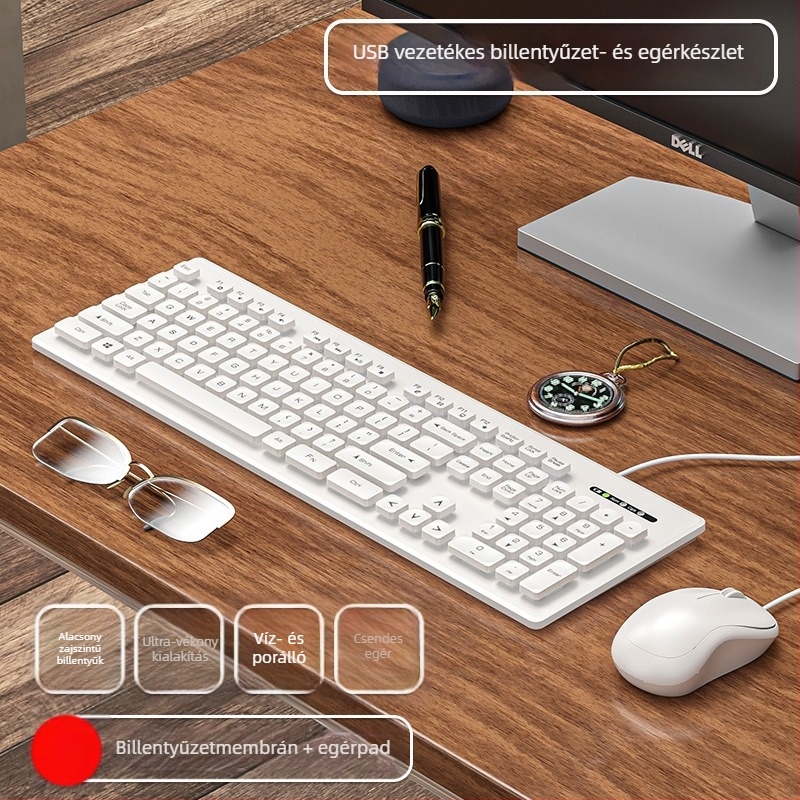 Numerikus billentyűzettel és egér készlet - USB-kapcsolat - ABS műanyag - csuklótámasz nélkül