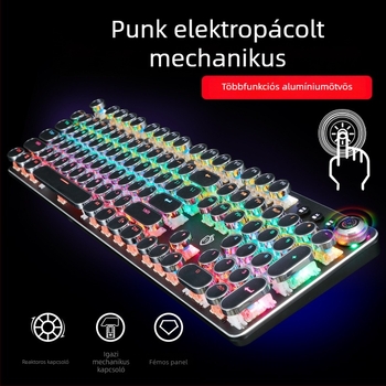 Mechanikus billentyűzet, 104 billentyű, vezetékes, kapcsoló típusa: tengely, többféle háttérvilágítás, modell 820a knob punk verzió