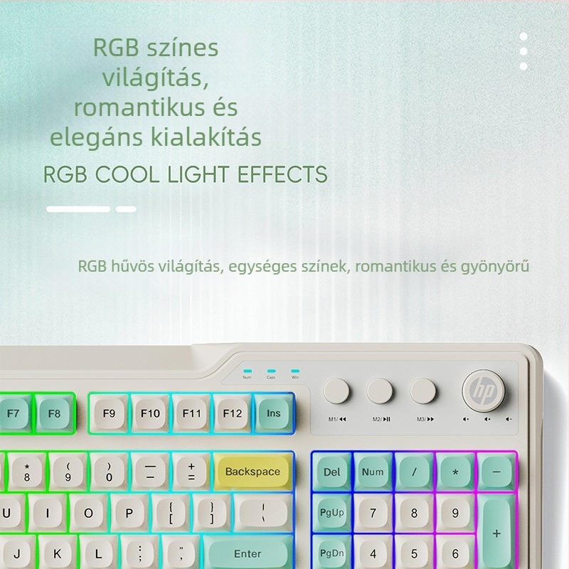 HP K360 vezetékes membrán billentyűzet – 99 gomb, RGB háttérvilágítás, 1,5 m kábel