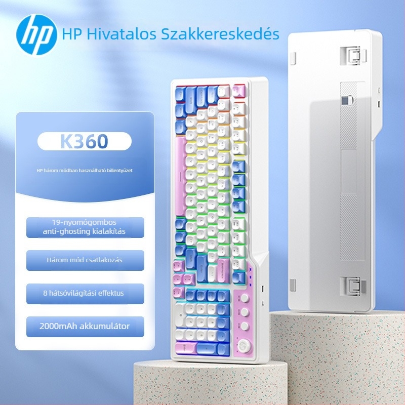HP K360 vezetékes membrán billentyűzet – 99 gomb, RGB háttérvilágítás, 1,5 m kábel