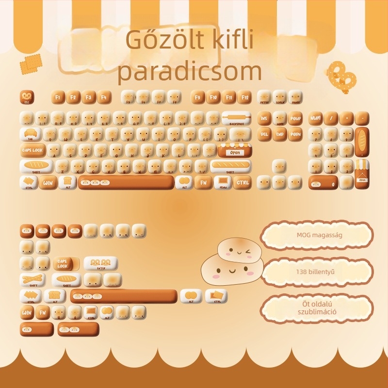 AKKO PBT billentyűsapkák készlet, Pig Party téma, MOG magasság, >98 billentyű, tengely nélküli, szublimációs nyomtatás