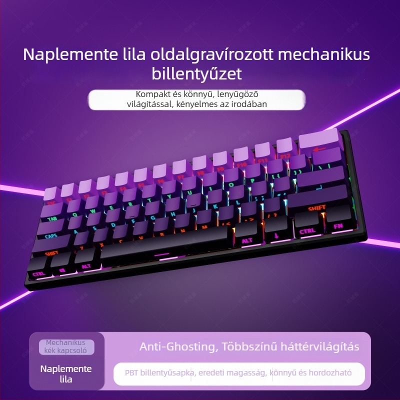 Gadiva mechanikus billentyűzet – vezetékes kapcsolat, univerzális kompatibilitás, RGB háttérvilágítás, ergonikus kialakítás, mechanikus kapcsolók