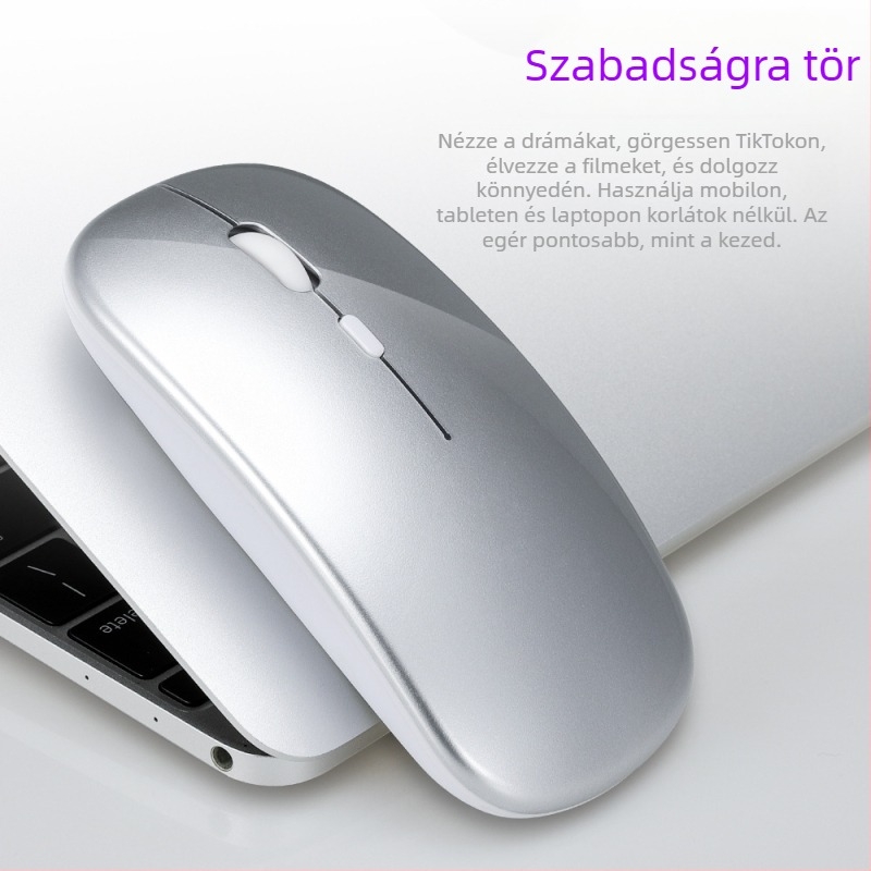 Thunderwolf Q20 Vezeték nélküli Bluetooth egér – Dual mód (Bluetooth + 2,4 GHz), Újratölthető, 2000 DPI, 3 gomb, Ergonomikus