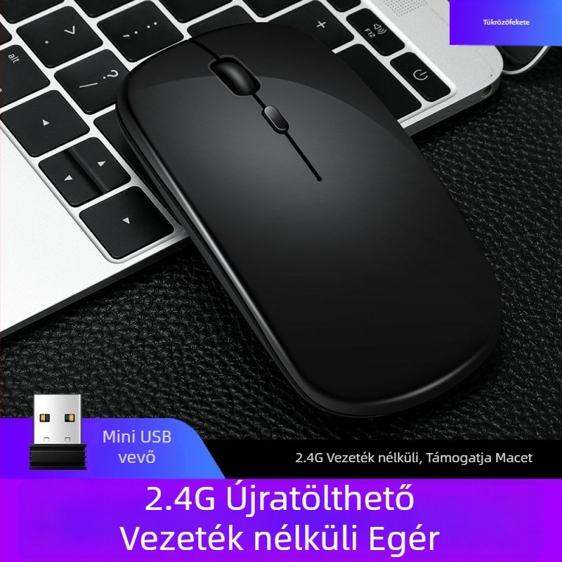 Thunderwolf Q20 Vezeték nélküli Bluetooth egér – Dual mód (Bluetooth + 2,4 GHz), Újratölthető, 2000 DPI, 3 gomb, Ergonomikus