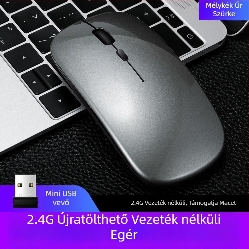 Thunderwolf Q20 Vezeték nélküli Bluetooth egér – Dual mód (Bluetooth + 2,4 GHz), Újratölthető, 2000 DPI, 3 gomb, Ergonomikus