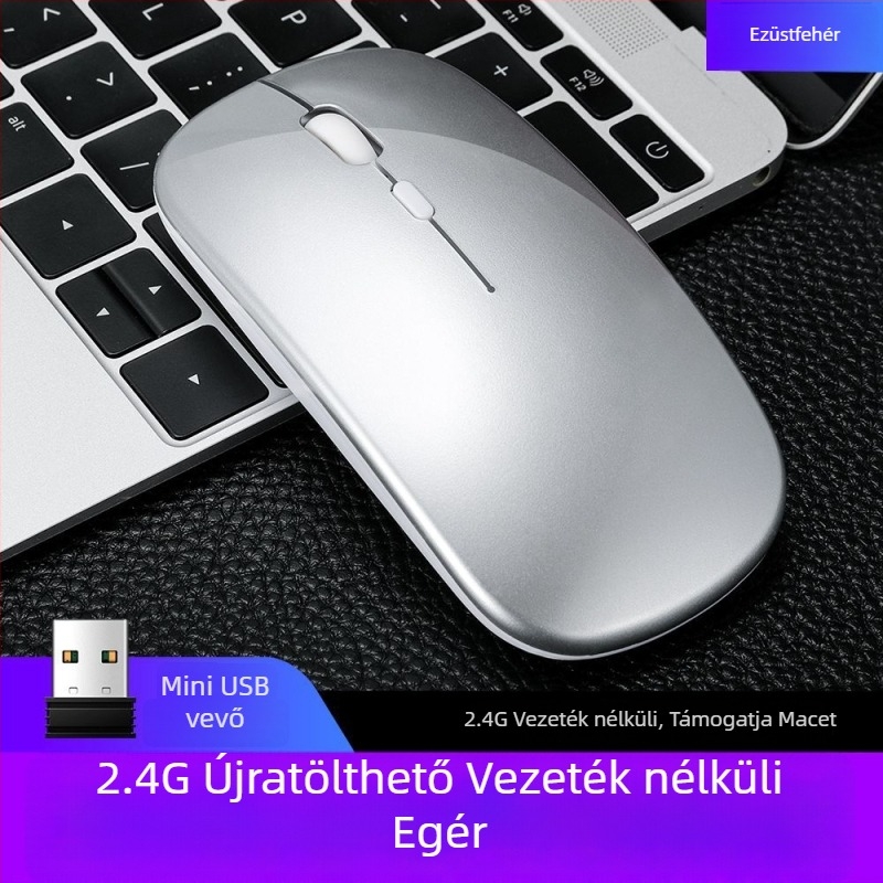 Thunderwolf Q20 Vezeték nélküli Bluetooth egér – Dual mód (Bluetooth + 2,4 GHz), Újratölthető, 2000 DPI, 3 gomb, Ergonomikus