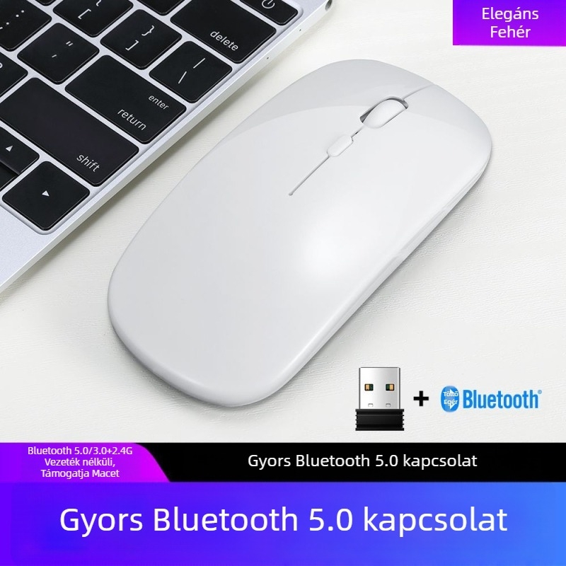 Thunderwolf Q20 Vezeték nélküli Bluetooth egér – Dual mód (Bluetooth + 2,4 GHz), Újratölthető, 2000 DPI, 3 gomb, Ergonomikus