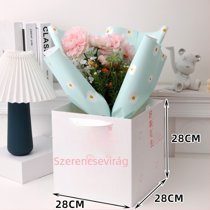 Négyzetes aljú papírtáska ajándéknak, színes nyomtatás, 250 g fehér kartonból, univerzális csomagoláshoz