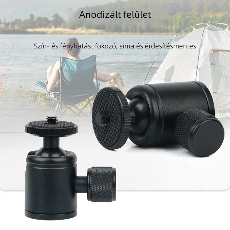 DSLR-kamera állványhoz készült alumínium‑ötvözet gömbfej, 360° vízszintes forgás, 90° függőleges forgás, csavaros rögzítés, tömeg 0,11 kg, Yajia kompatibilis