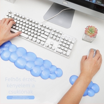 Billentyűzet csuklótámasz – felhő alakú, átlátszó szilikon egérpad, vízálló, puha, egyoldalas, logó nyomtatás lehetséges
