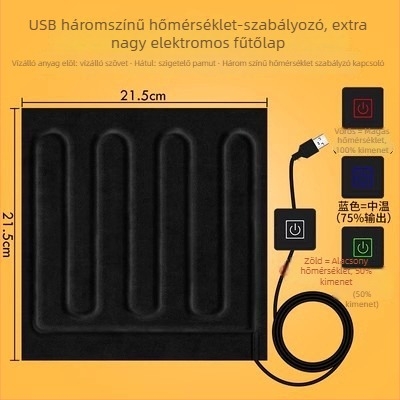 USB fűtőlap — egérpad és kéz- vagy lábmelegítő, 5V elektromos fűtés, tiszta pamut