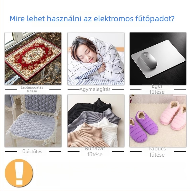 USB fűtőlap — egérpad és kéz- vagy lábmelegítő, 5V elektromos fűtés, tiszta pamut