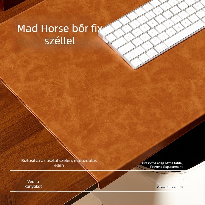 Egérpad bőrös felülettel, csuklótámasz, egyoldalas, Crazy Horse PVC bőr, varrással, OEM testreszabás