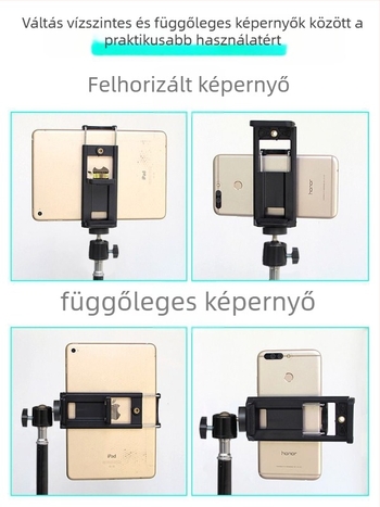 Padlón álló állvány telefonhoz és tabletthez – fémszerkezet, ágyban használható, élő közvetítésre, fényképezésre és videózásra