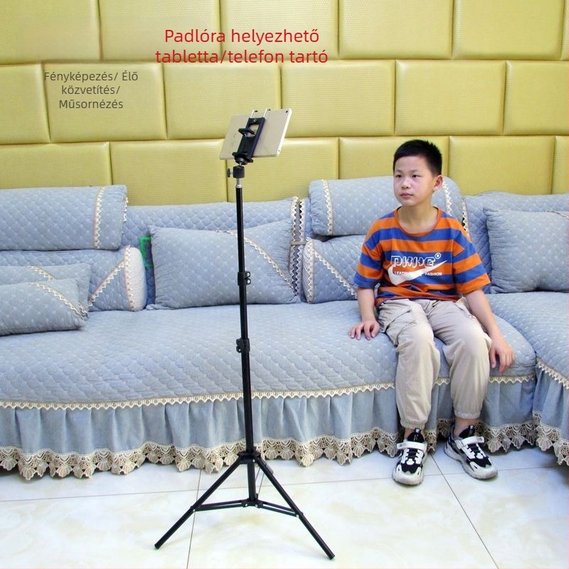 Padlón álló állvány telefonhoz és tabletthez – fémszerkezet, ágyban használható, élő közvetítésre, fényképezésre és videózásra