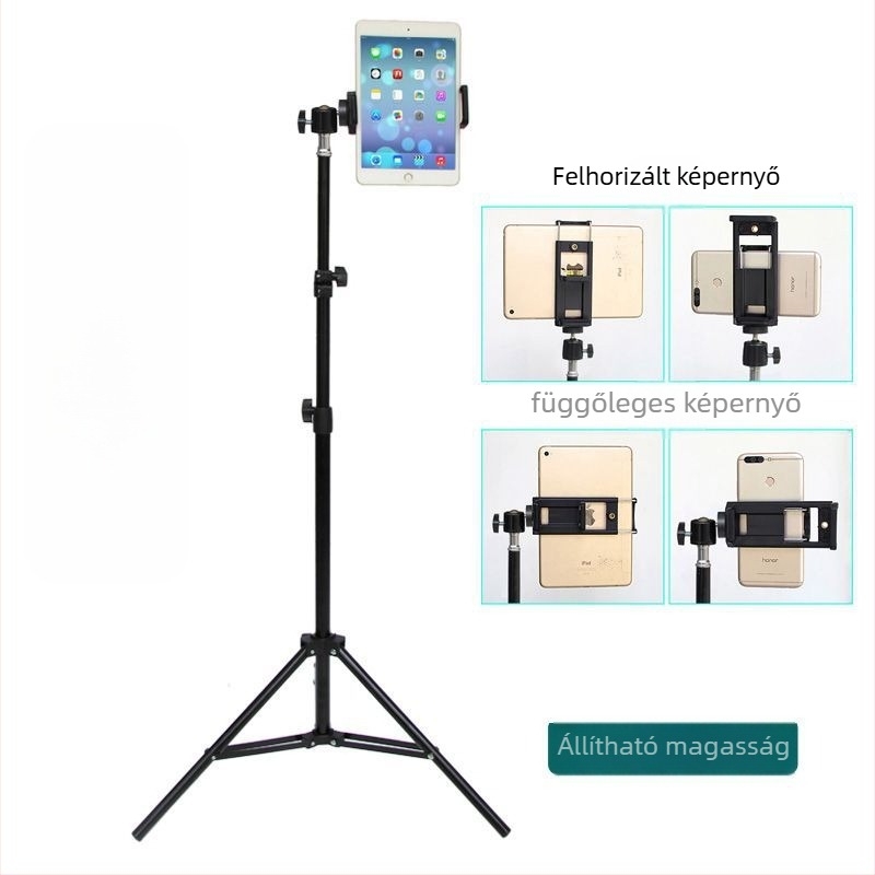 Padlón álló állvány telefonhoz és tabletthez – fémszerkezet, ágyban használható, élő közvetítésre, fényképezésre és videózásra