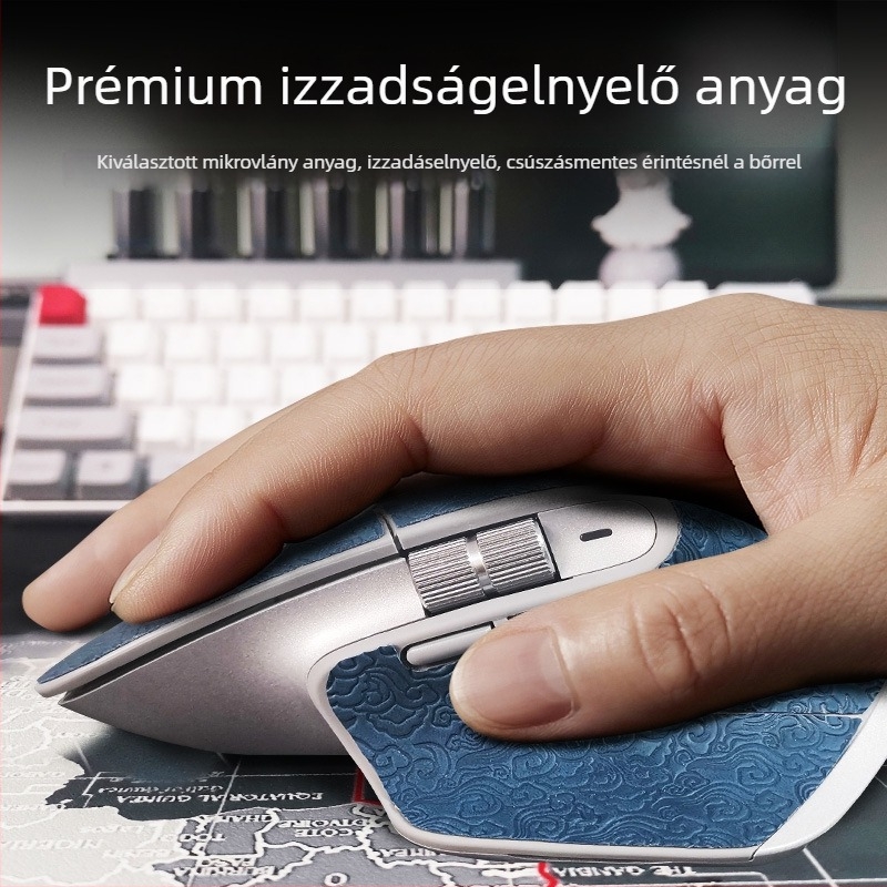 Logitech MX Master 3-hoz készült bőr egérborítás — csúszásmentes matt felület, dombor- és mélyedéses textúra, OEM-kompatibilis, univerzális illeszkedés