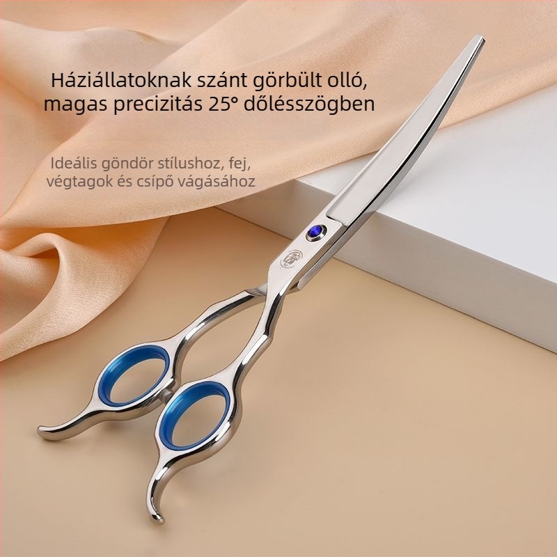 Kisállat-gondozó olló készlet – professzionális vágás, görbe fogú olló kutya szőrzetéhez, anyag: selyemvirág, 234 darab a dobozban