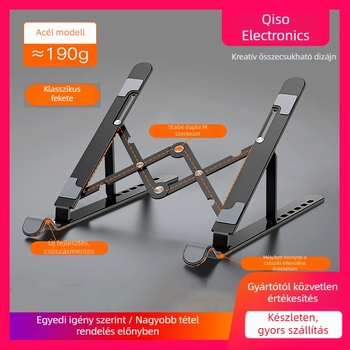 A-104 műanyag laptop- és tabletállvány, állítható, összecsukható, könnyű 145 g