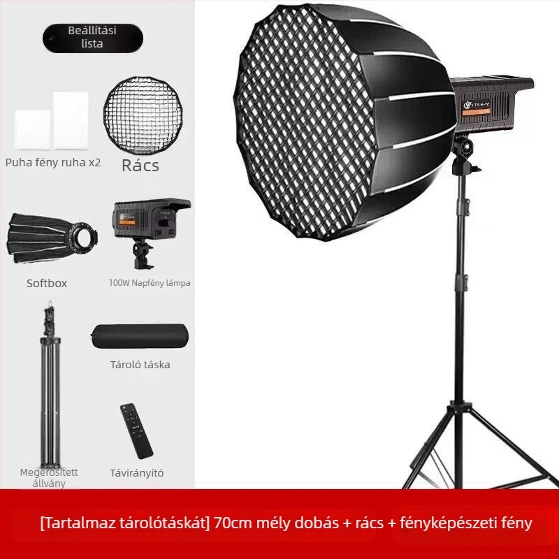 Professzionális fotózási világítás Baorongkou fejjel, kettős fényhőmérséklet, nem állítható fényerő