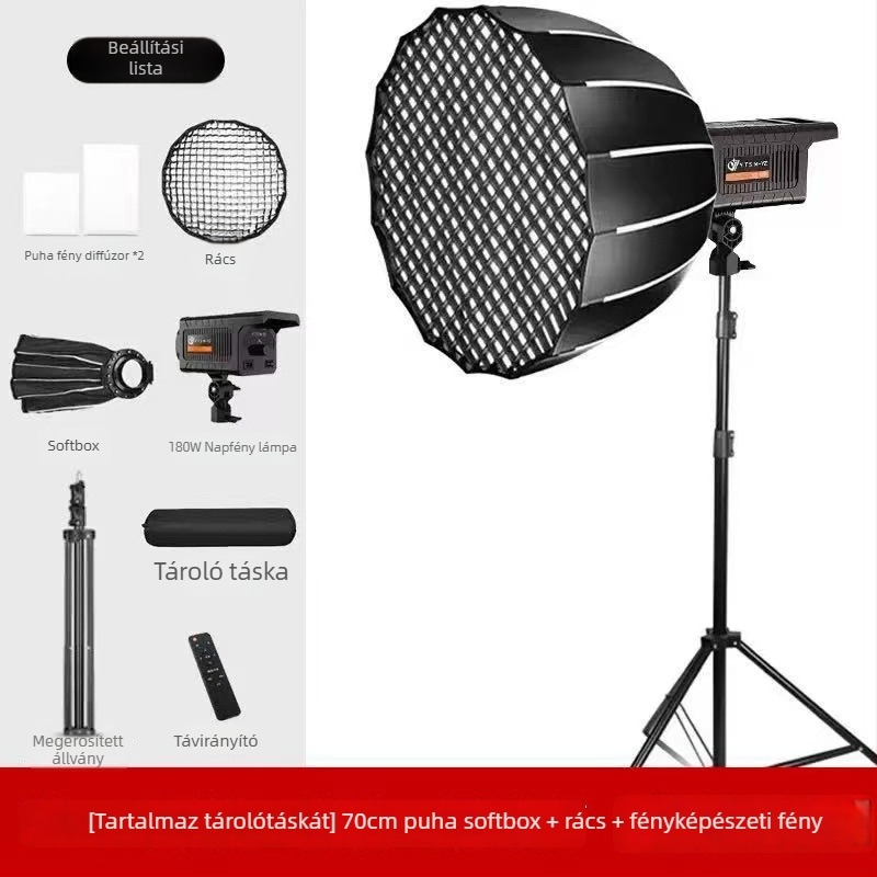 Professzionális fotózási világítás Baorongkou fejjel, kettős fényhőmérséklet, nem állítható fényerő