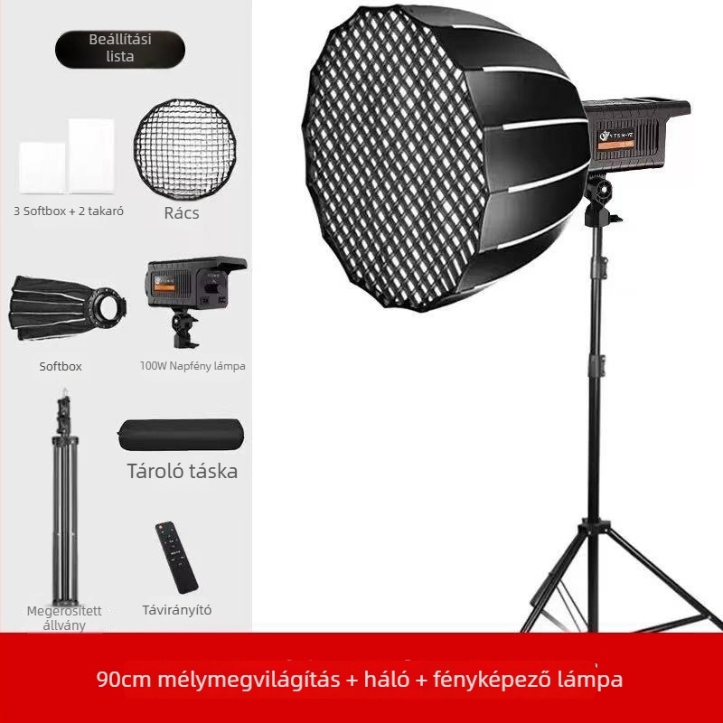 Professzionális fotózási világítás Baorongkou fejjel, kettős fényhőmérséklet, nem állítható fényerő