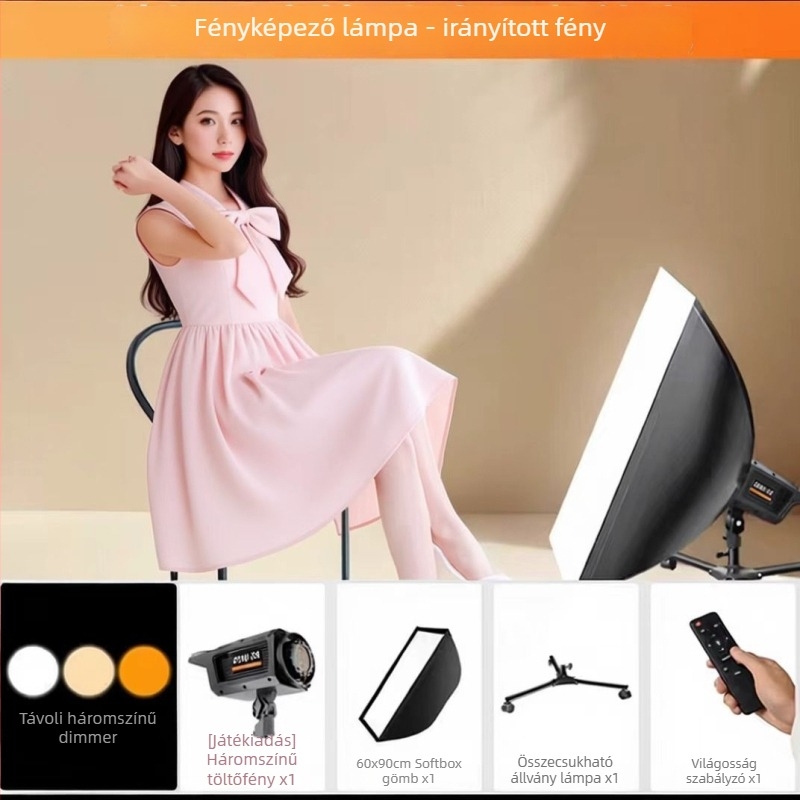 Professzionális fotózási világítás Baorongkou fejjel, kettős fényhőmérséklet, nem állítható fényerő