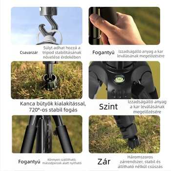 Vastagított szénacélból készült kamerat tripod DSLR és tükör nélküli kamerákhoz — hordozható háromszög állvány