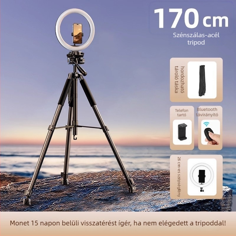 Vastagított szénacélból készült kamerat tripod DSLR és tükör nélküli kamerákhoz — hordozható háromszög állvány