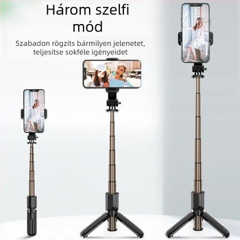 Kibővíthető mini selfie stick háromlábú állvánnyal mobiltelefonhoz, rozsdamentes acélból; távirányító nélkül, Bluetooth nélkül, világítás nélkül